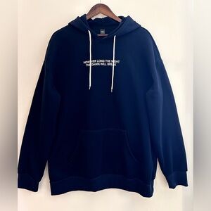 MANFINITY Navy Quote Hoodie L /artisan hands